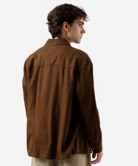camisa masculina de algodão manga longa marrom