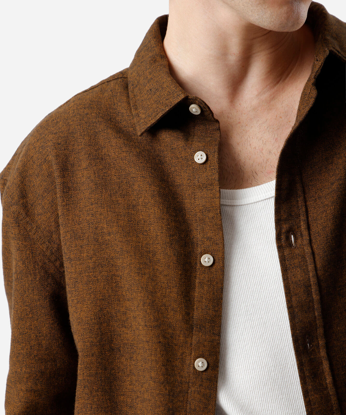 camisa masculina de algodão manga longa marrom