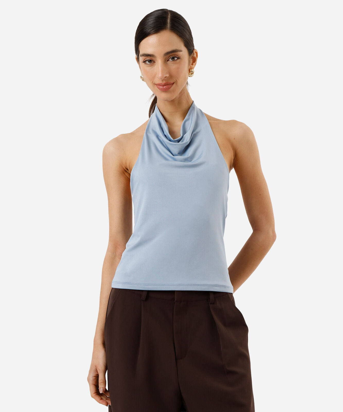 regata frente única feminina decote degagê azul