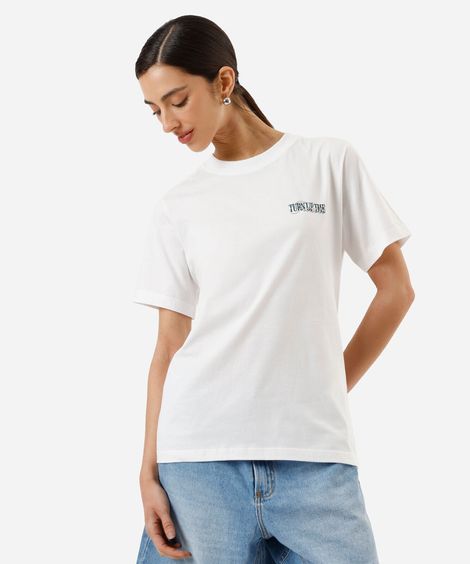 camiseta feminina de algodão tom e jerry off white