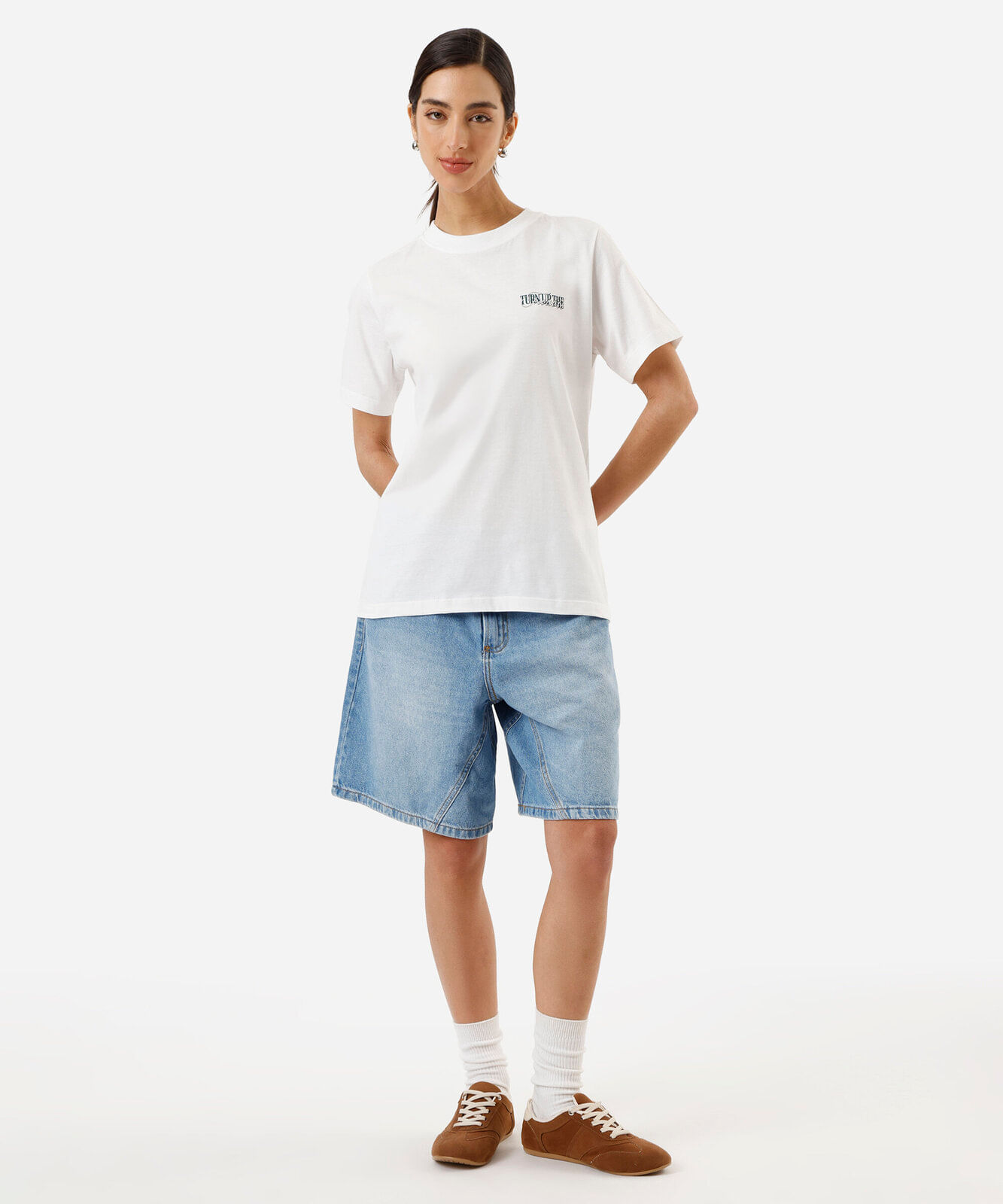 camiseta feminina de algodão tom e jerry off white