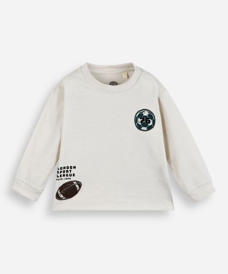 blusa infantil manga longa texturizada esportes cinza