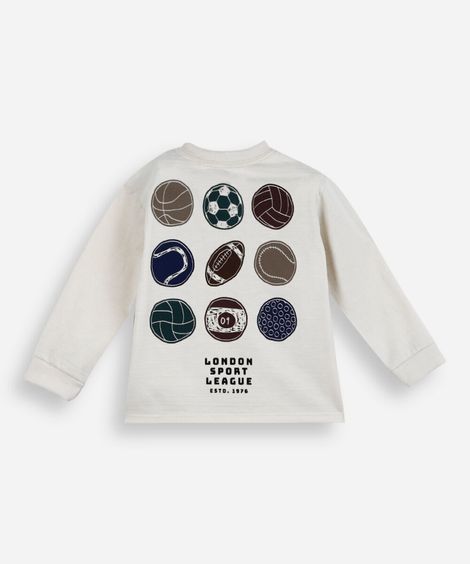 blusa infantil manga longa texturizada esportes cinza