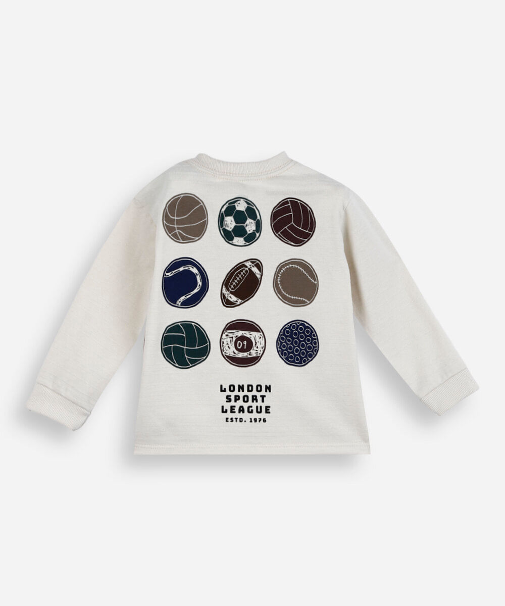 blusa infantil manga longa texturizada esportes cinza