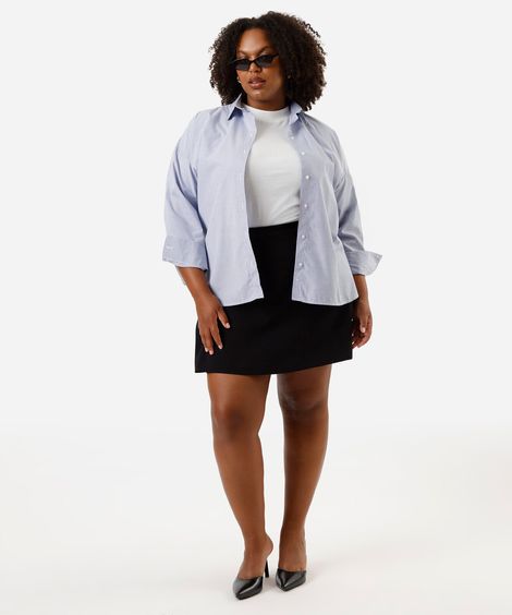 short saia de alfaiataria plus size preto