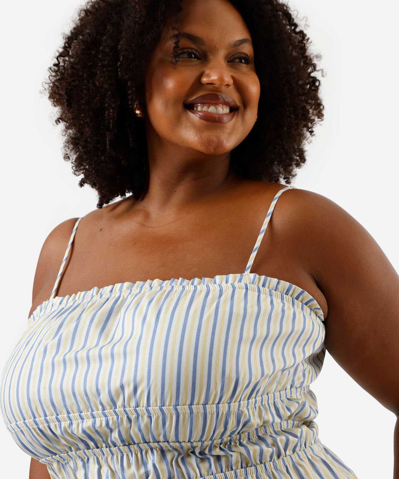 blusa alça fina feminina de algodão listrada plus size colorida
