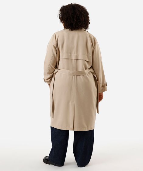 casaco trench coat plus size bege