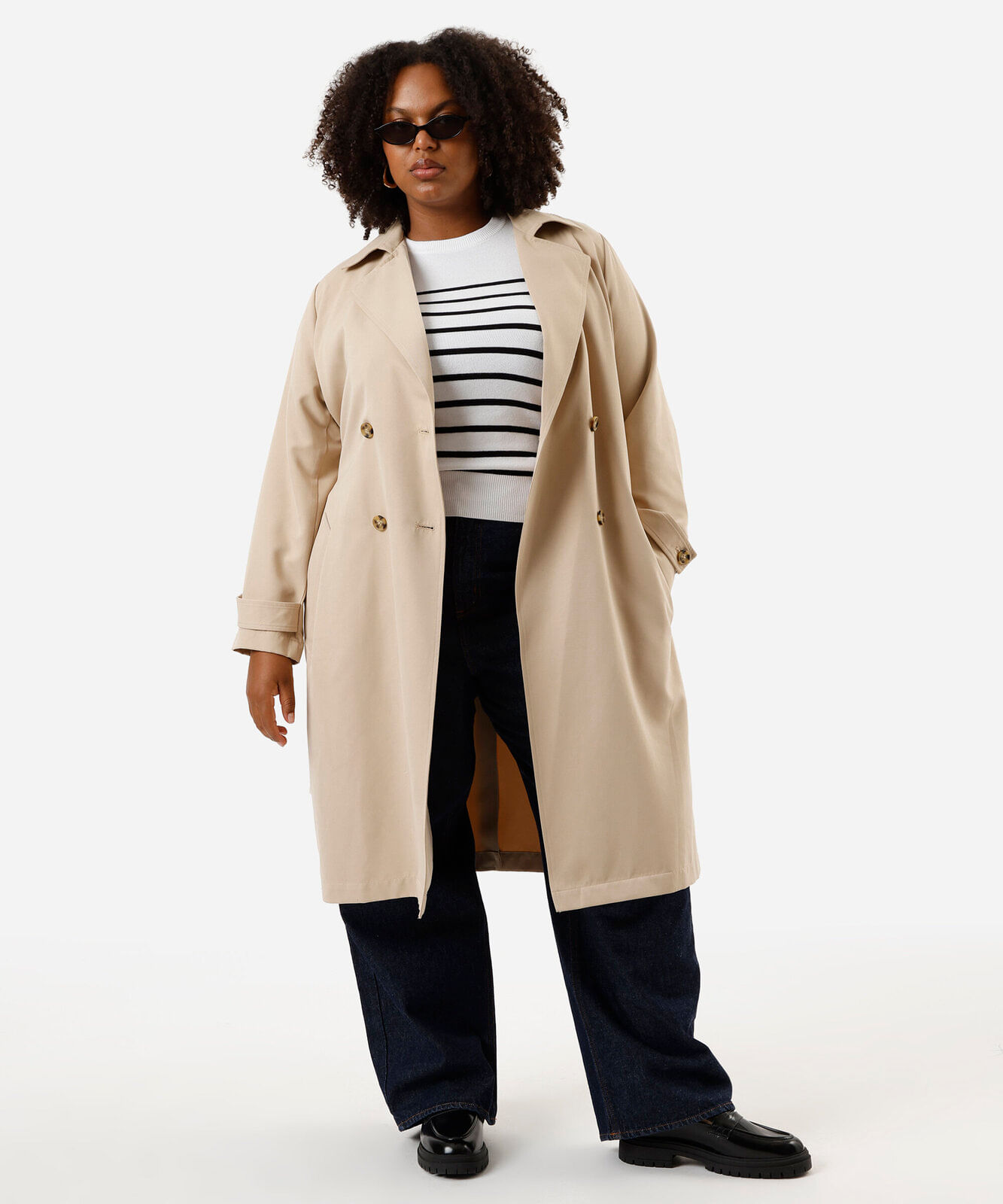 casaco trench coat plus size bege