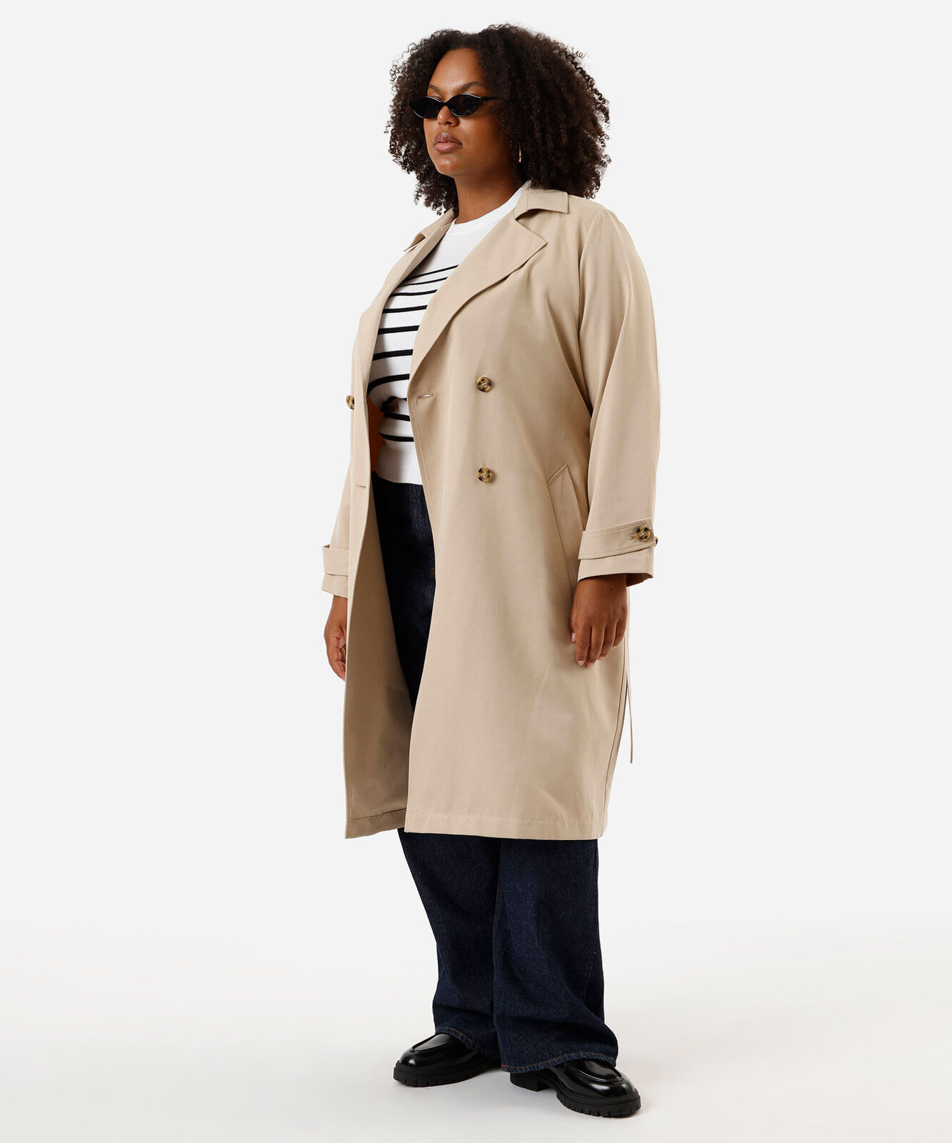 casaco trench coat plus size bege