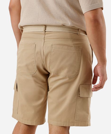 bermuda masculina slim cargo plus size bege
