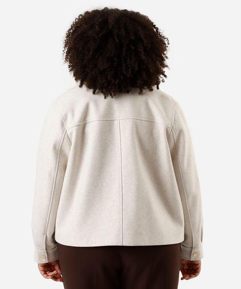 jaqueta feminina texturizada plus size bege