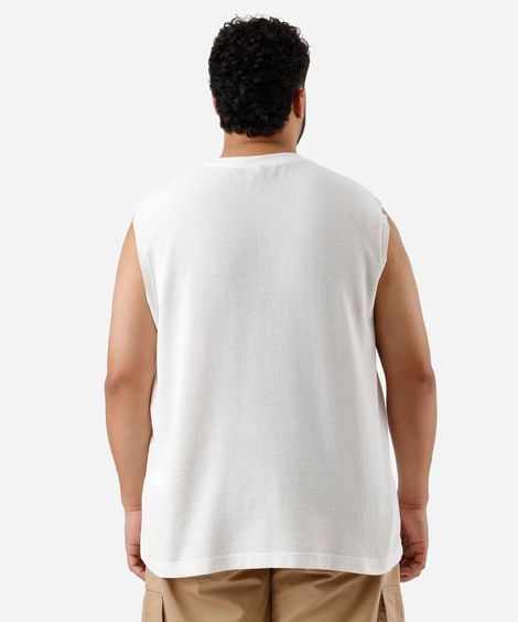 regata masculina plus size machao bordado off white