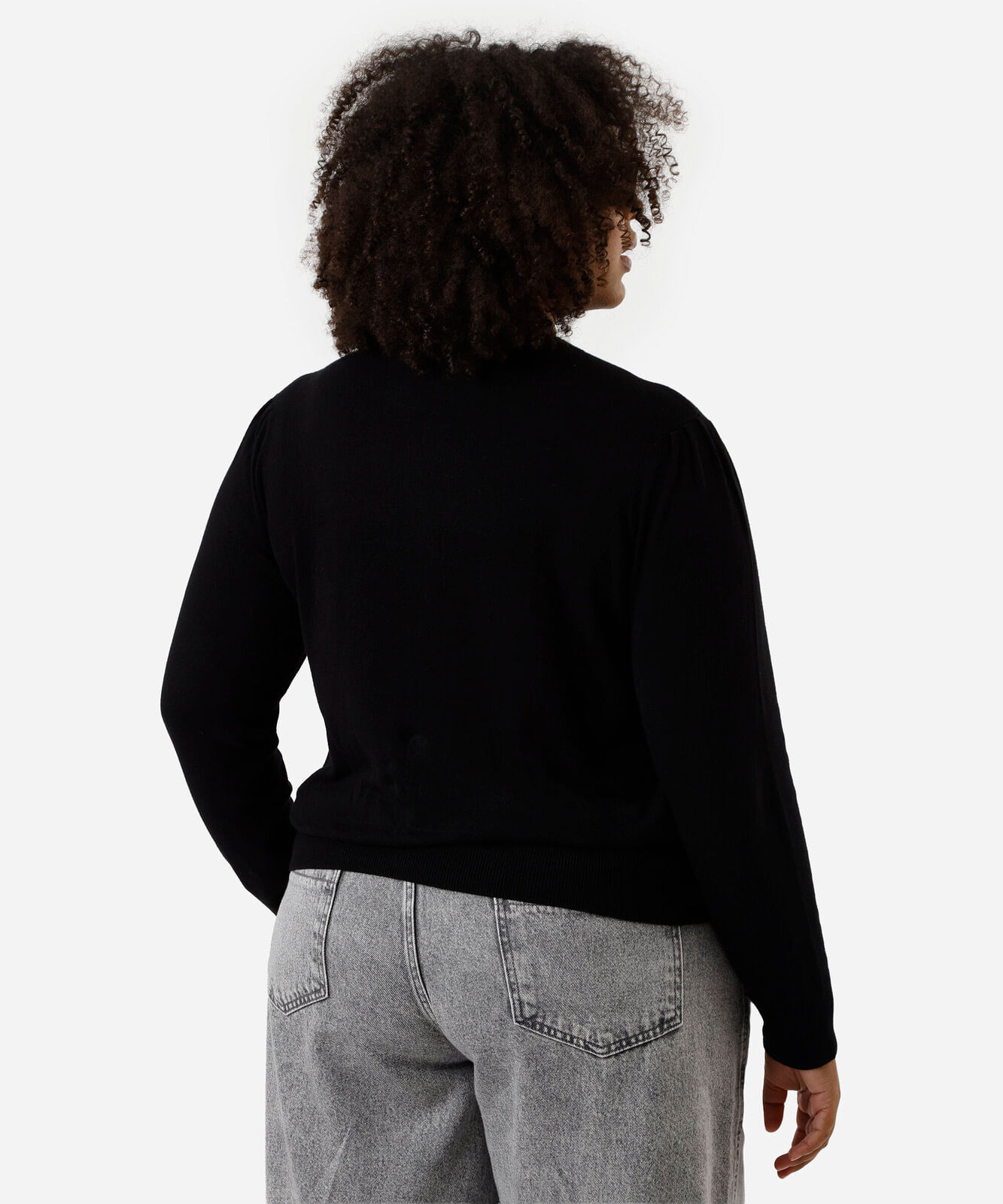 suéter de tricot plus size preto