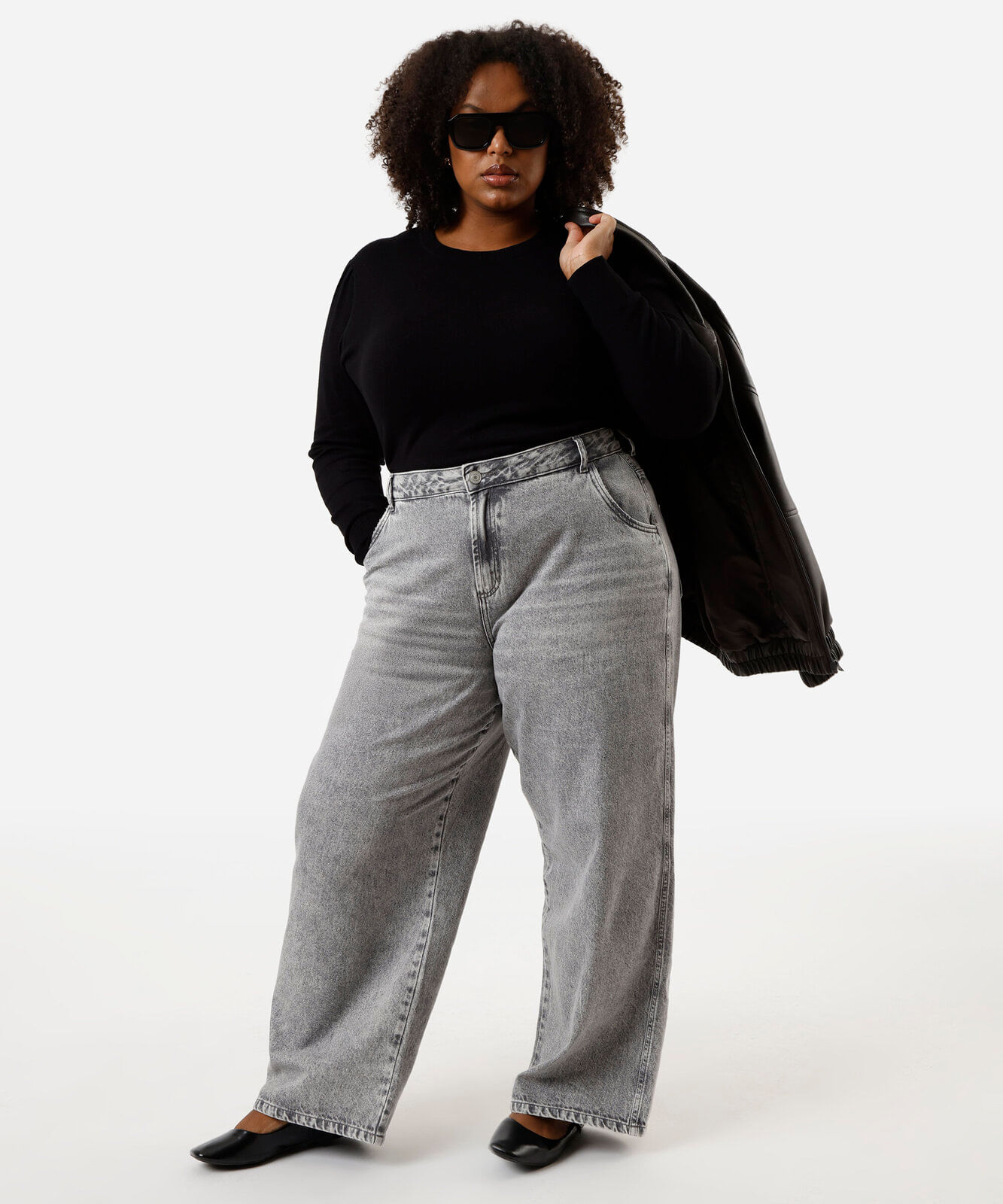 suéter de tricot plus size preto