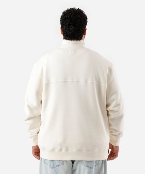 blusão masculino de moletom com recorte e zíper plus size off white