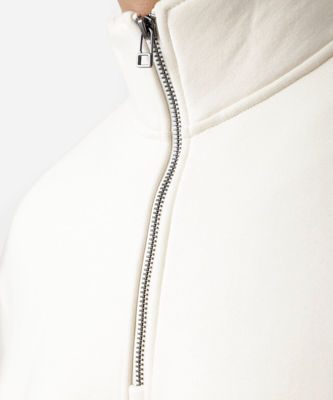 blusão masculino de moletom com recorte e zíper plus size off white