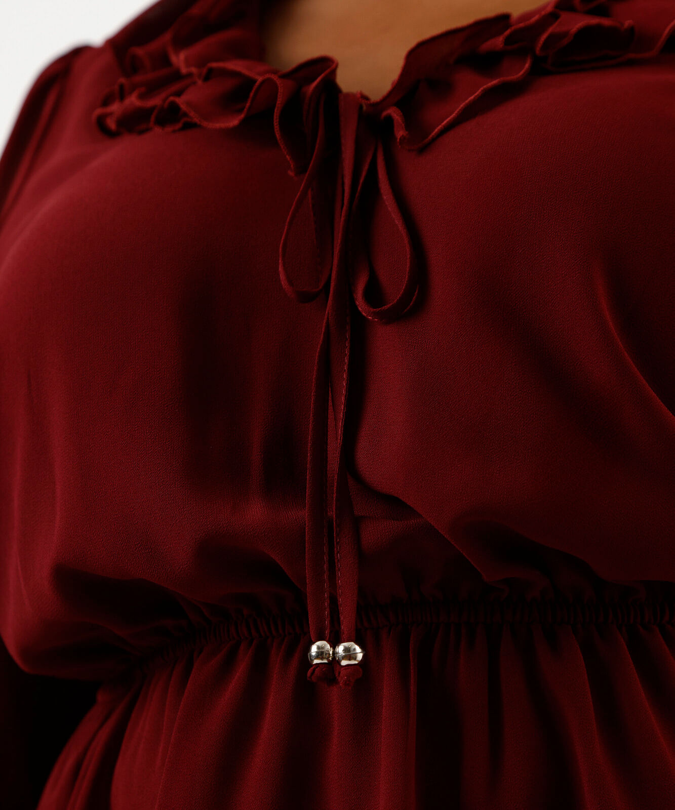 blusa feminina com babados plus size vinho