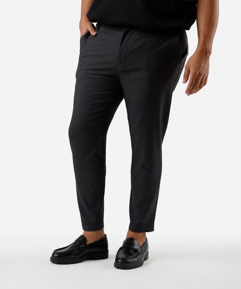 calça alfaiataria masculina cintura média plus size cinza