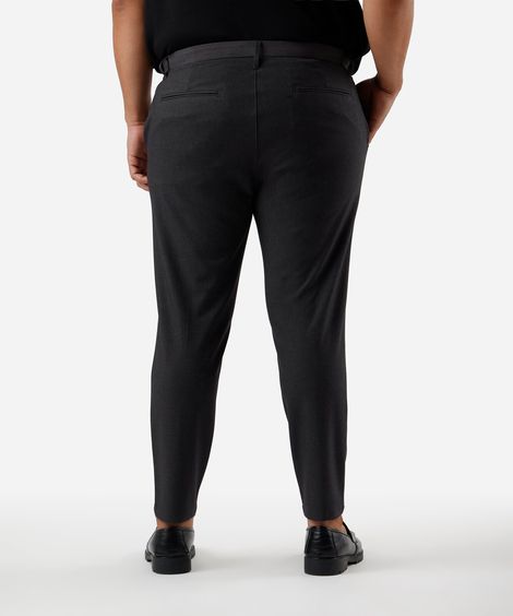 calça alfaiataria masculina cintura média plus size cinza