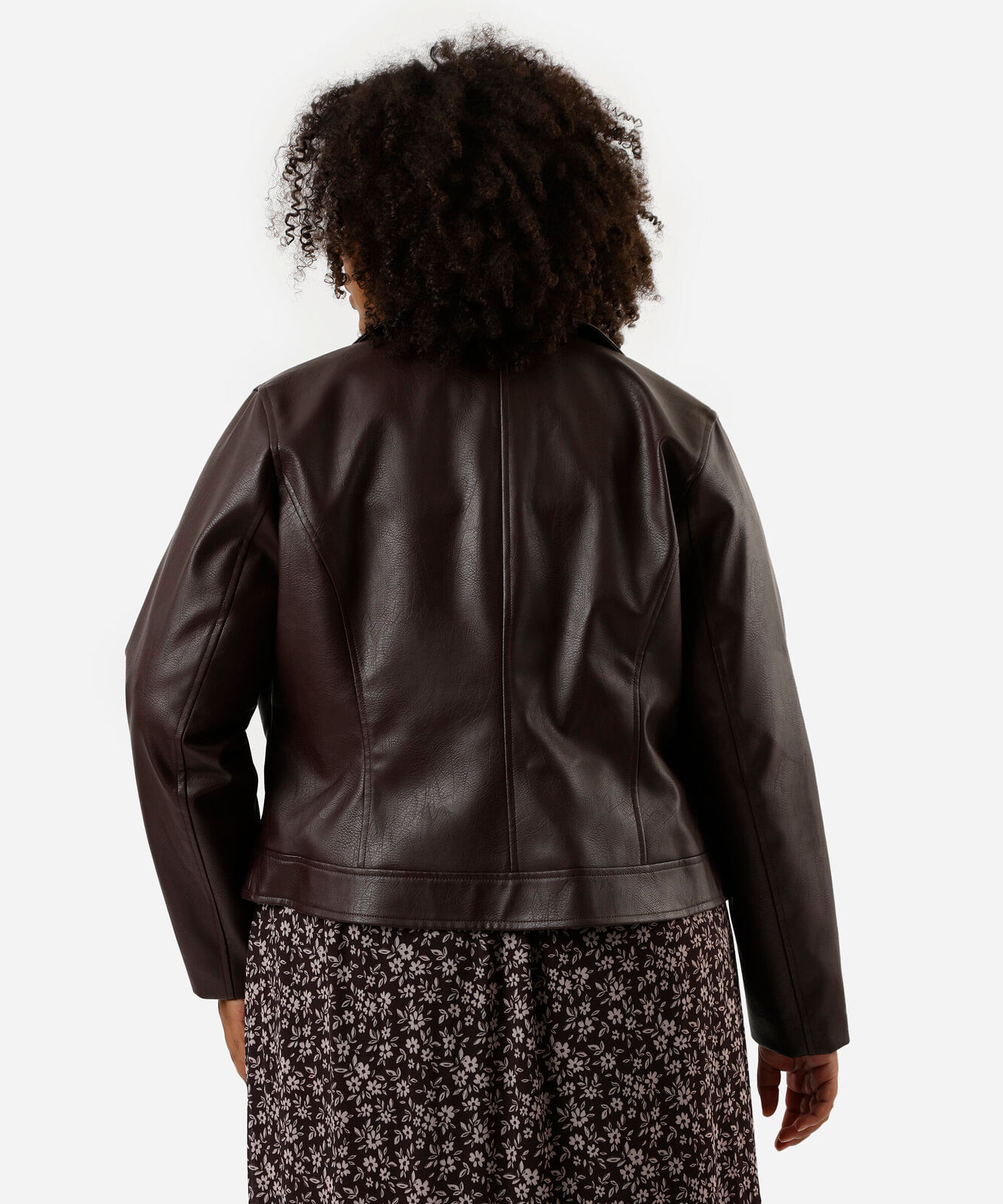 jaqueta biker de pu plus size marrom