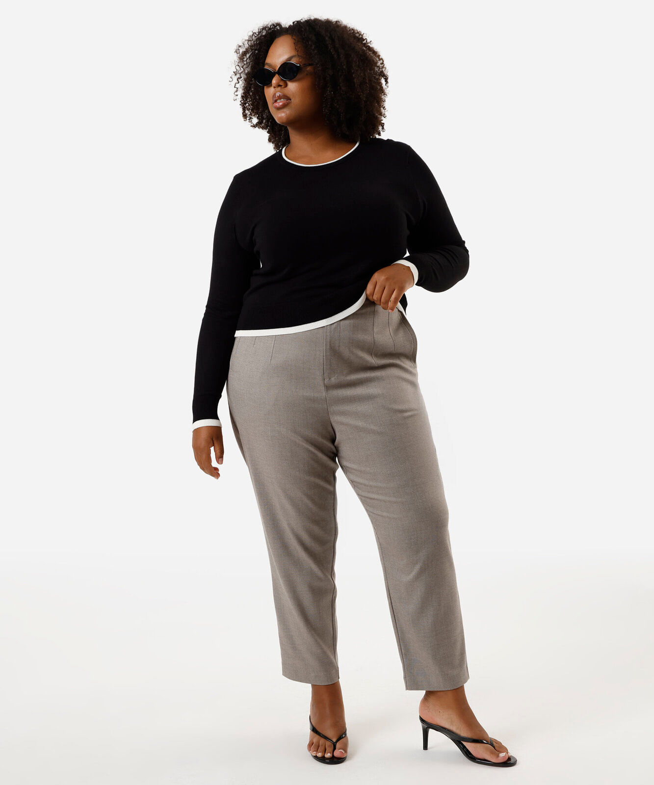 suéter feminino de tricot friso plus size preto
