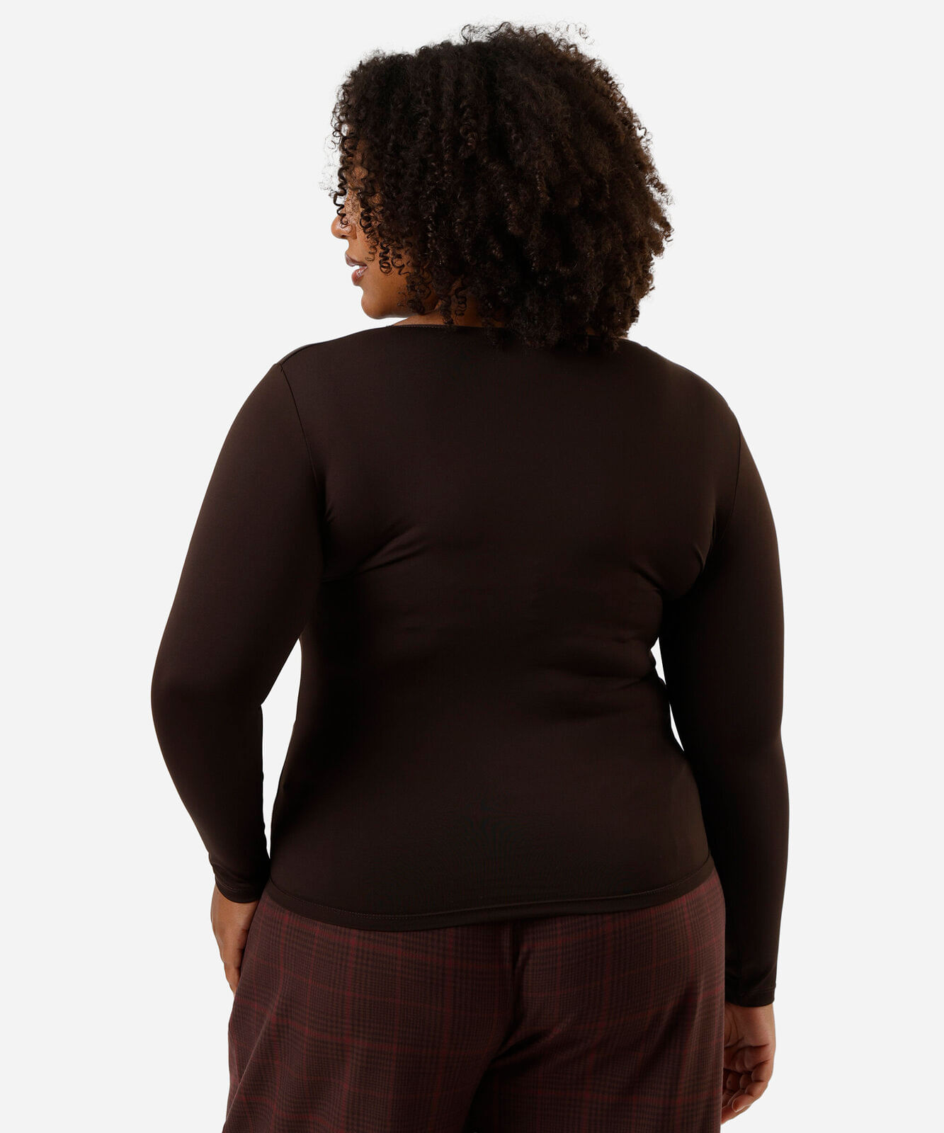 blusa manga longa plus size marrom