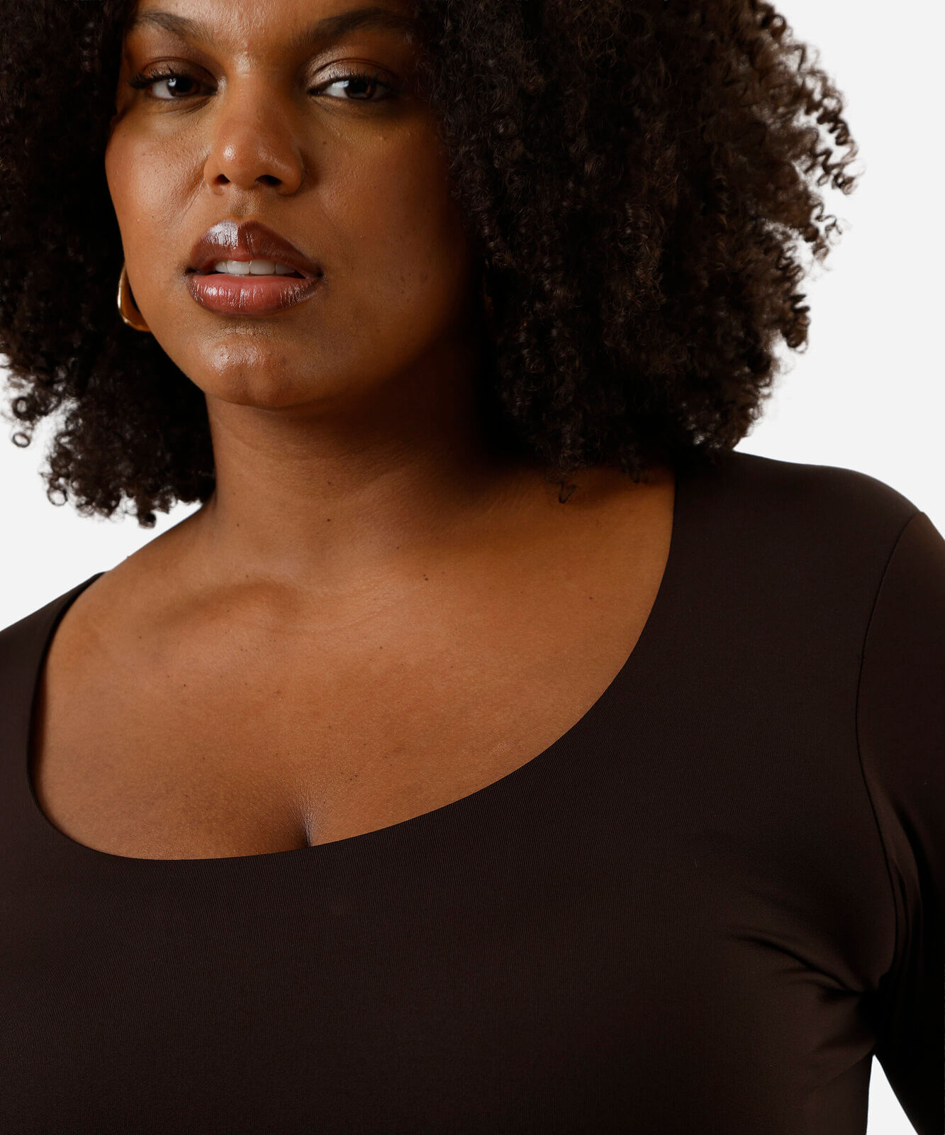 blusa manga longa plus size marrom
