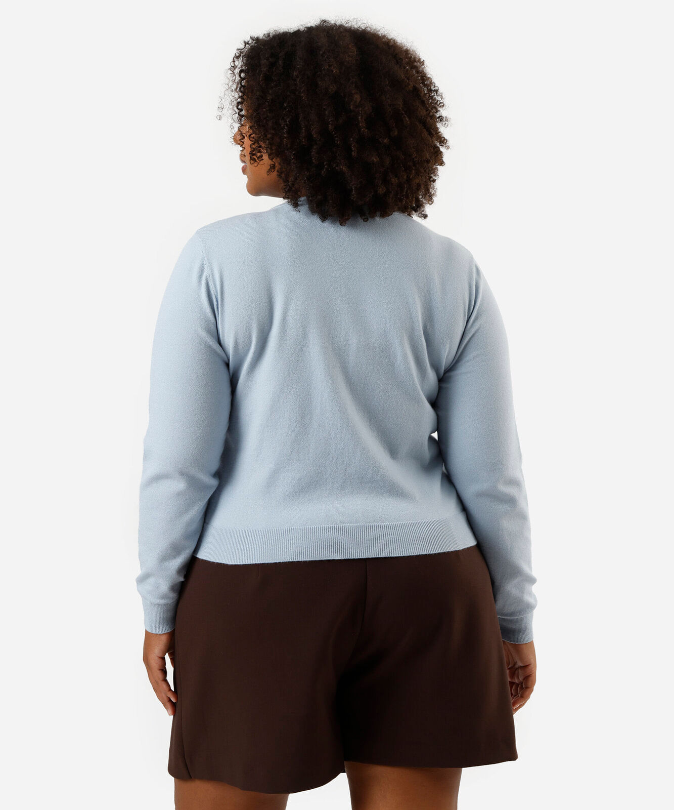 cardigan feminino de tricot  plus size azul