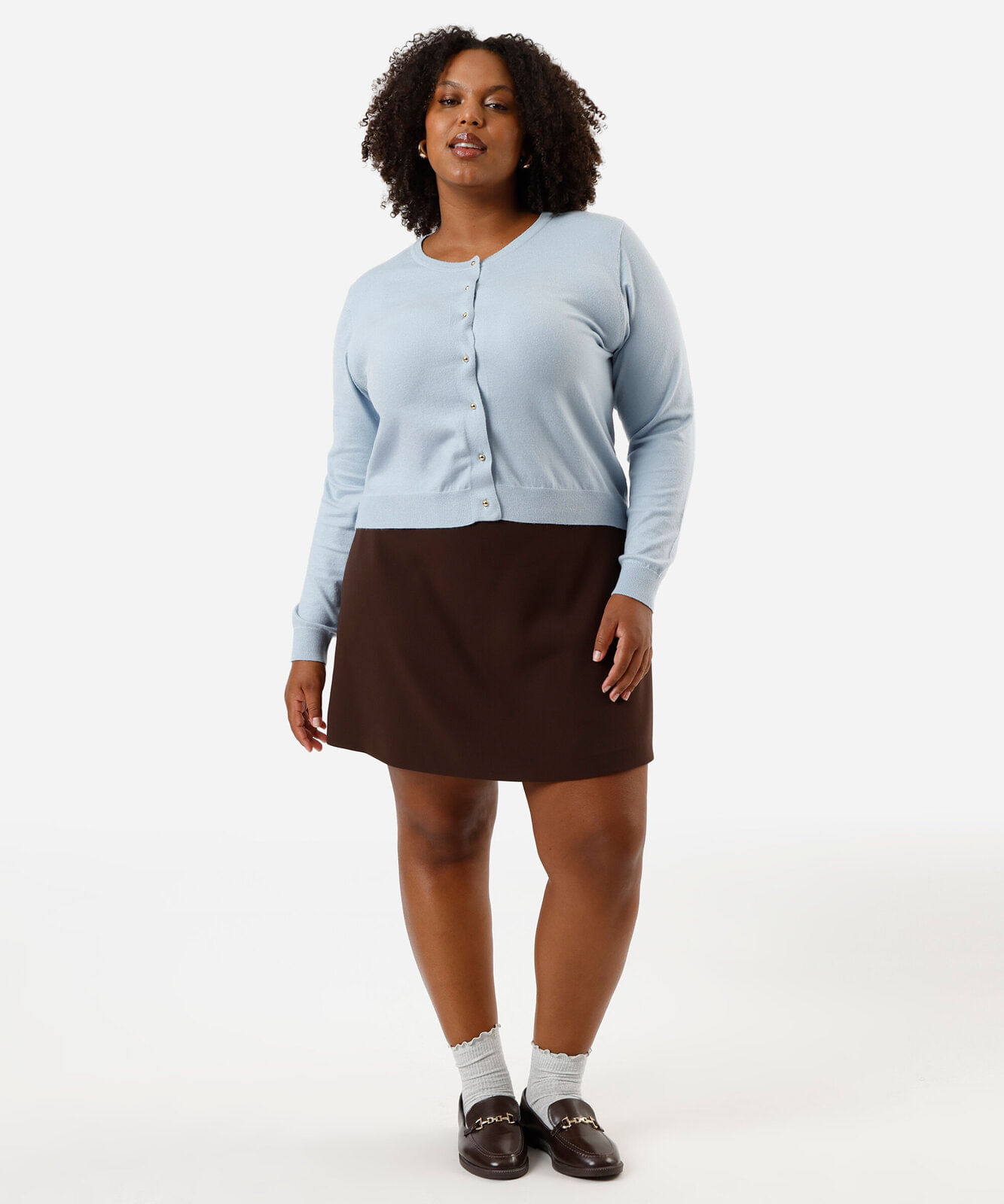cardigan feminino de tricot  plus size azul