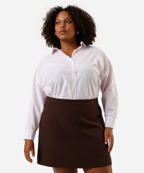 camisa feminina manga longa plus size rosa
