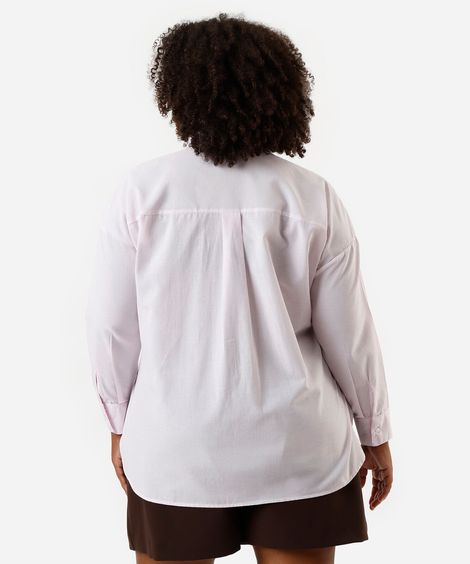 camisa feminina manga longa plus size rosa