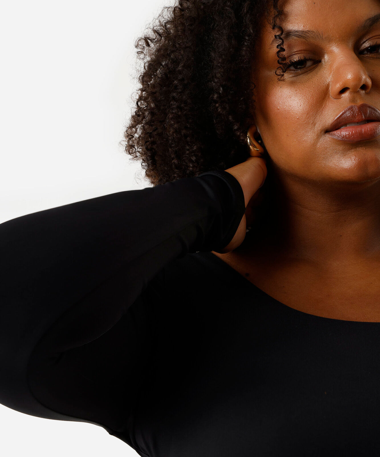 blusa manga longa plus size preta