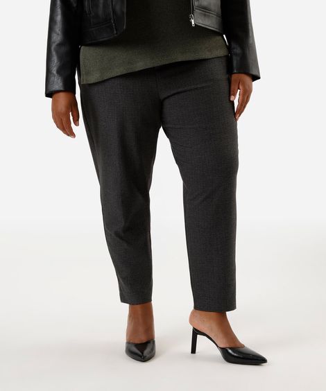 calça de alfaiataria feminina xadrez plus size cinza