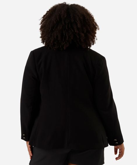 blazer de alfaiataria com ombreiras plus size preto