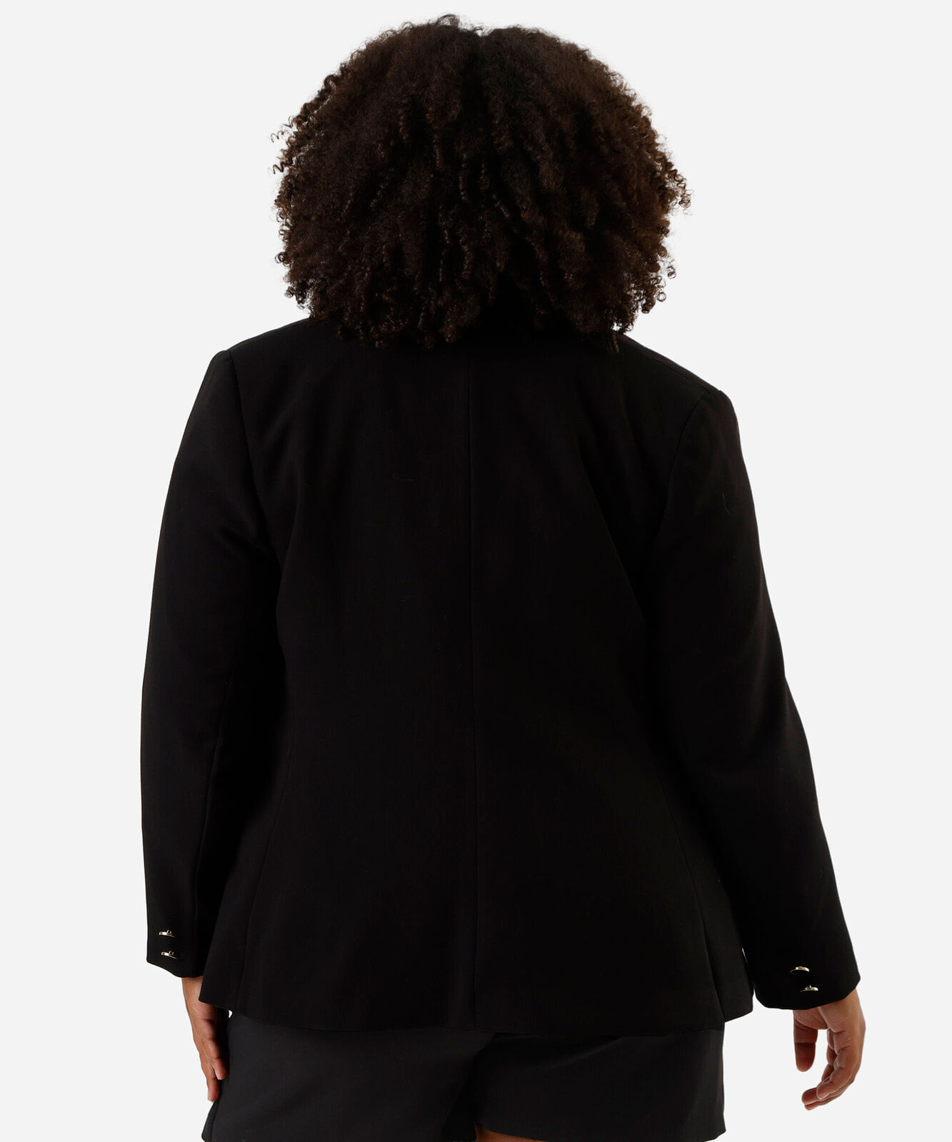 blazer de alfaiataria com ombreiras plus size preto