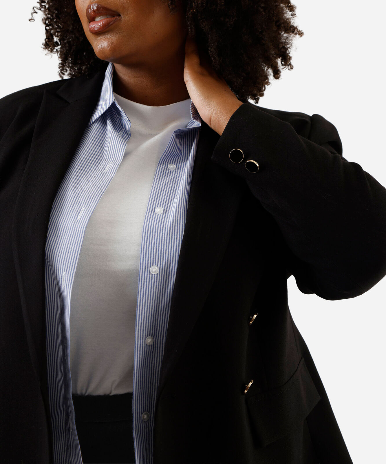 blazer de alfaiataria com ombreiras plus size preto