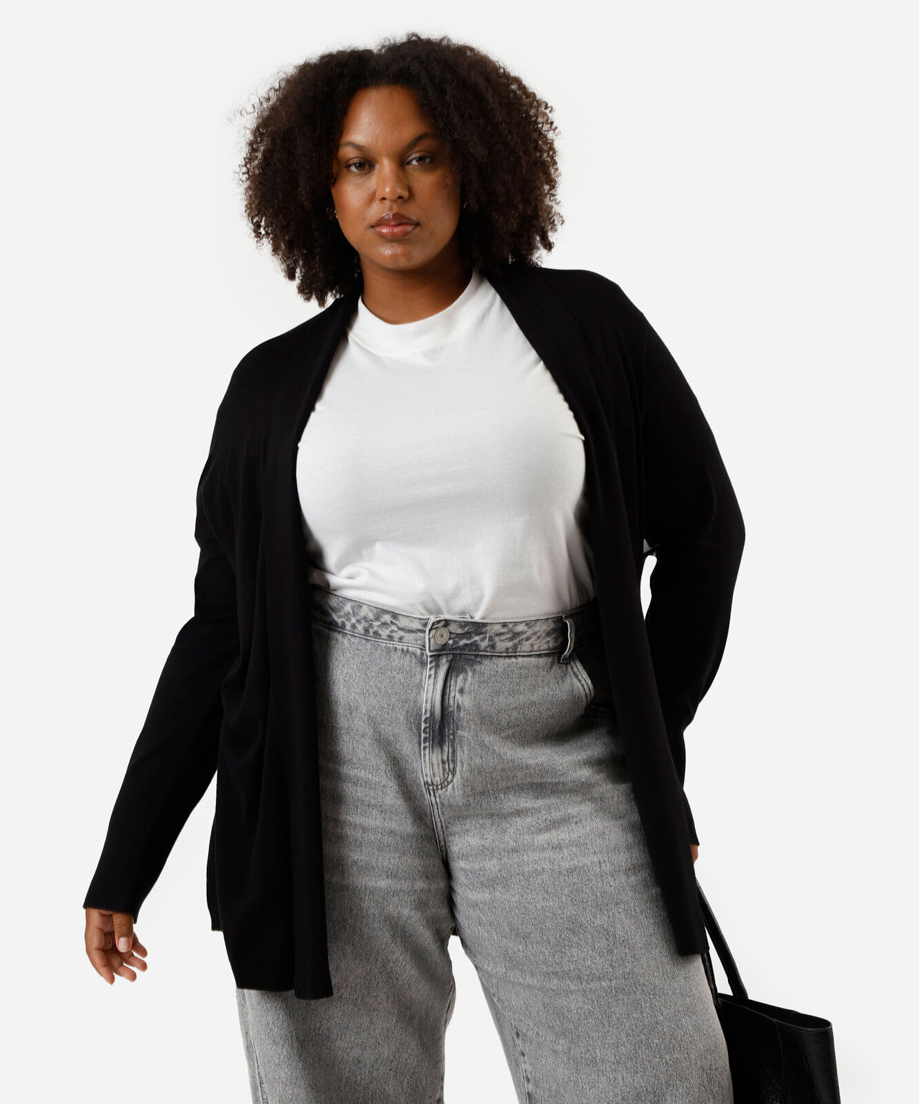 suéter capa de tricot plus size - preto