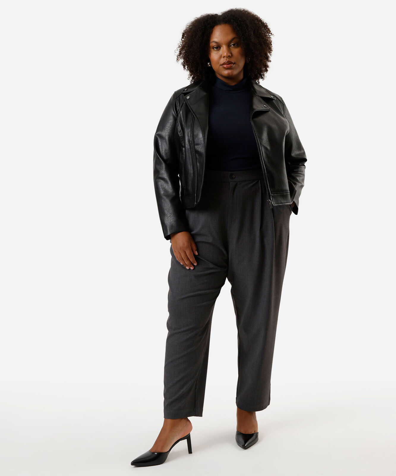 blusa manga longa gola alta plus size azul