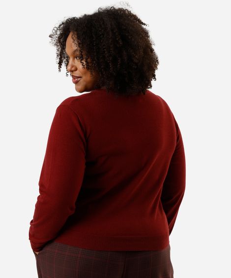 cardigan feminino de tricot  plus size vinho