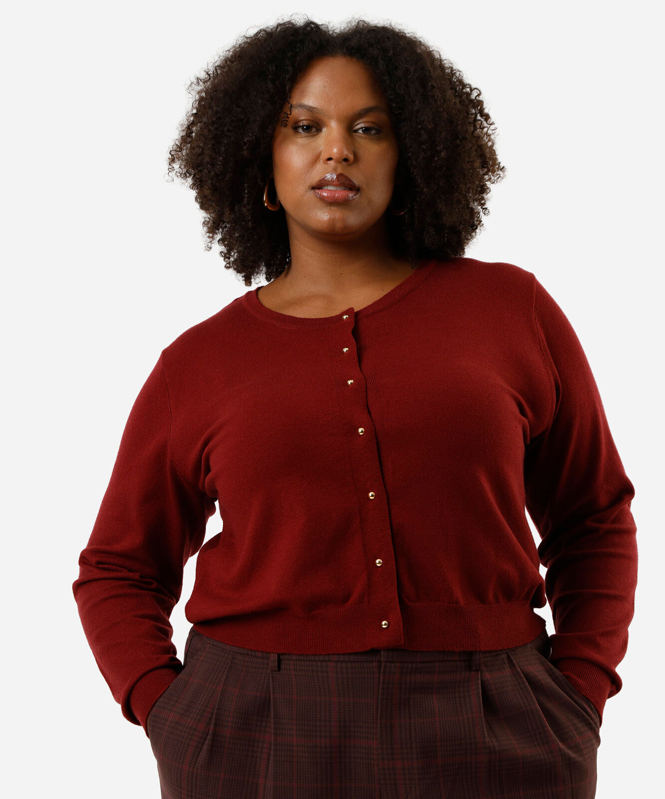 cardigan feminino de tricot  plus size vinho