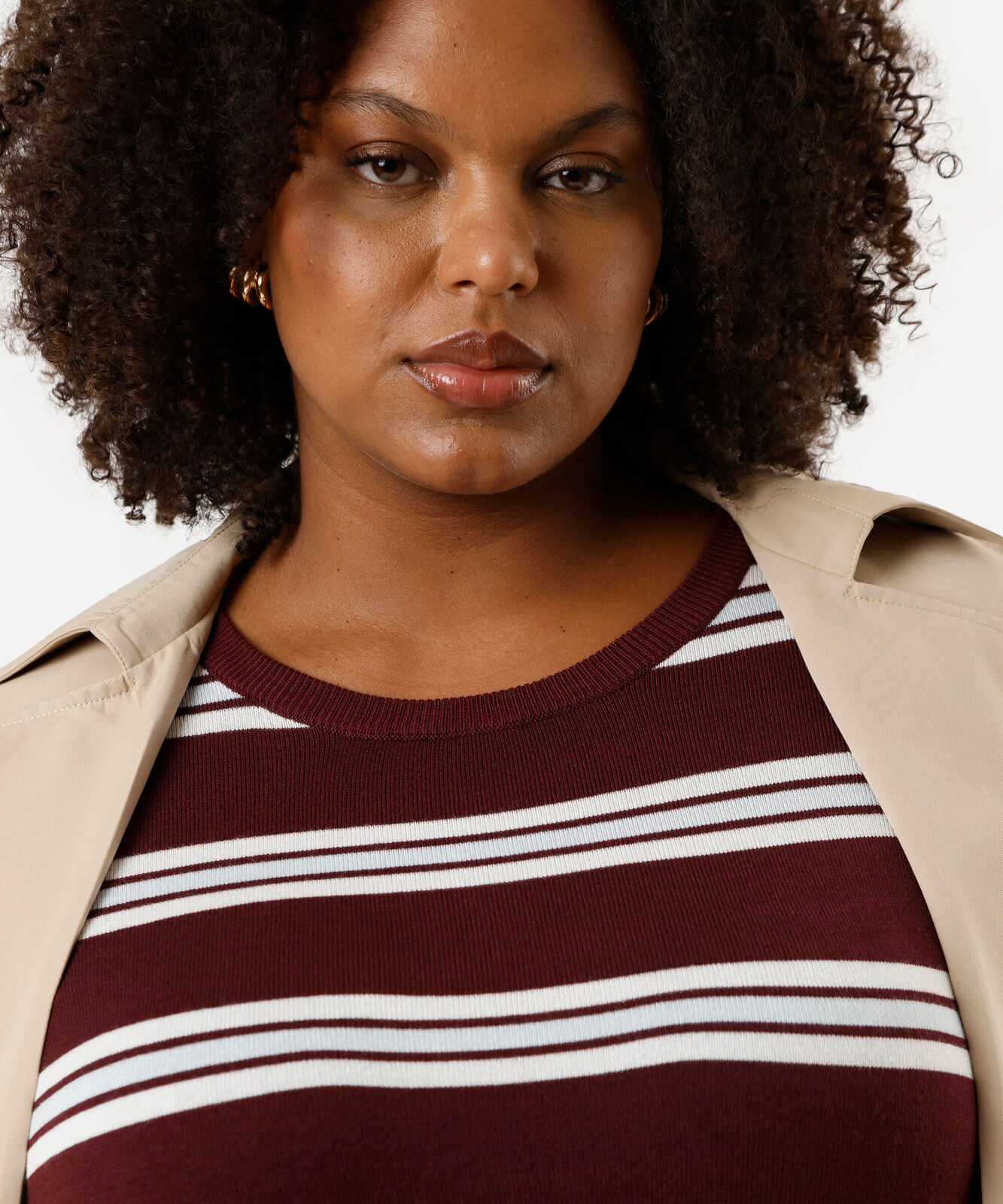suéter feminino de tricot listrado plus size vinho