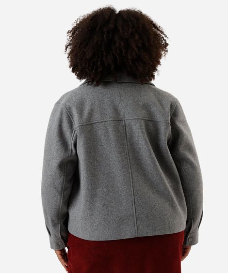 jaqueta feminina texturizada plus size cinza