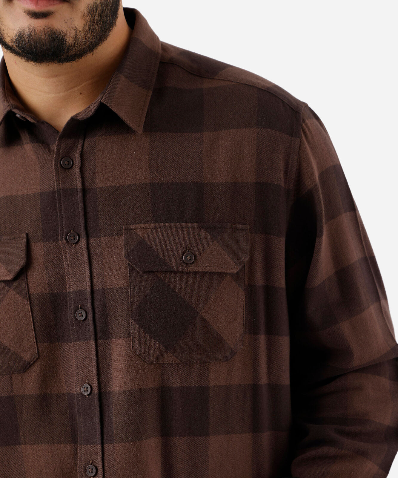 camisa masculina de algodão manga longa xadrez plus size marrom