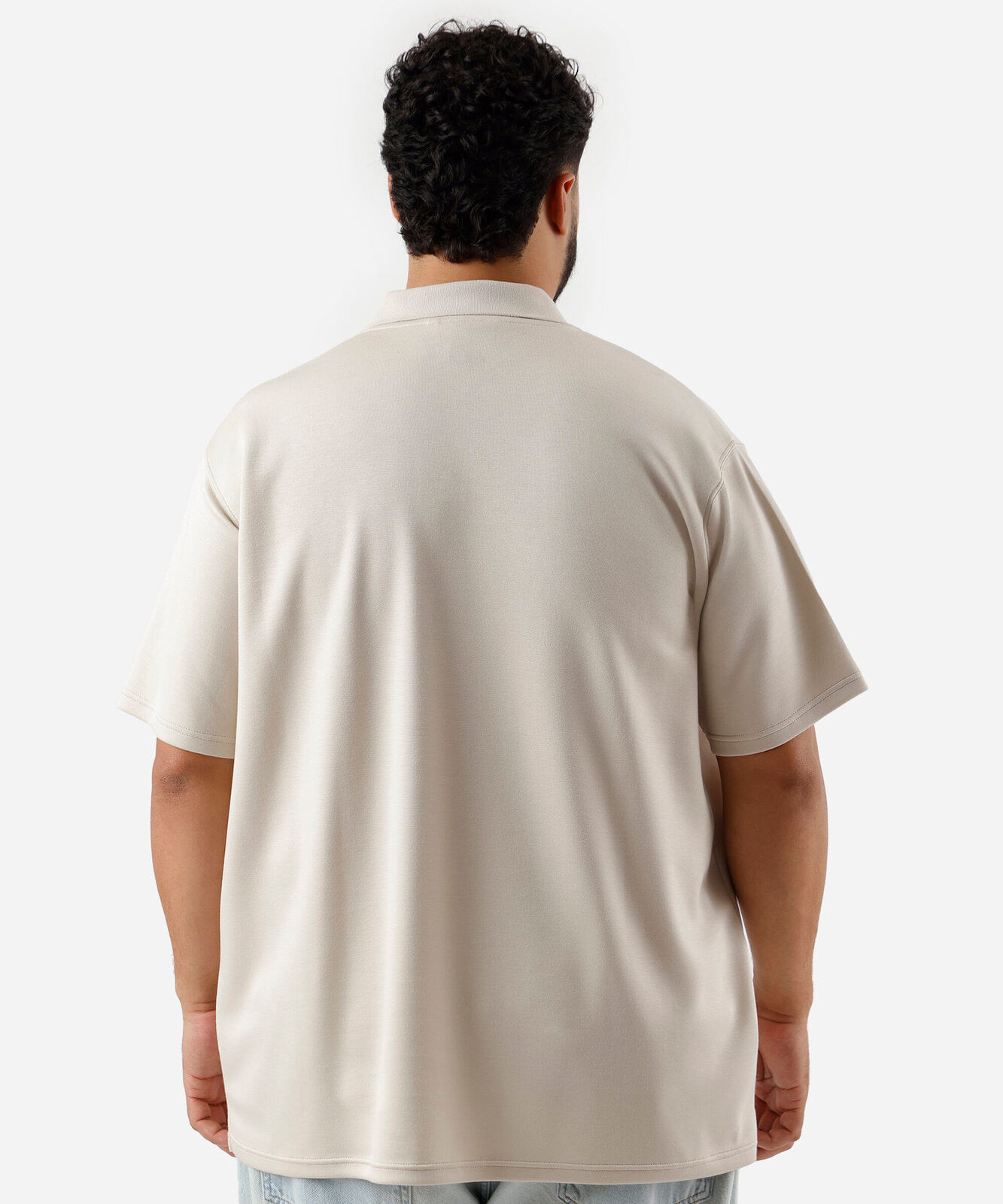 polo masculina com viscose gola v plus size bege