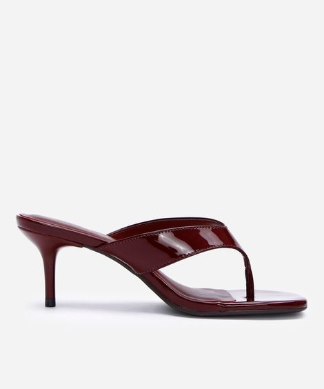 tamanco bico quadrado salto fino vinho