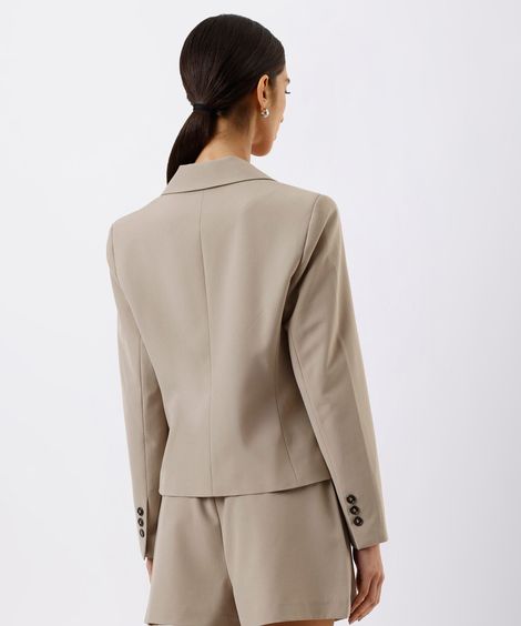 blazer de alfaiataria feminino acinturado cropped mindset bege