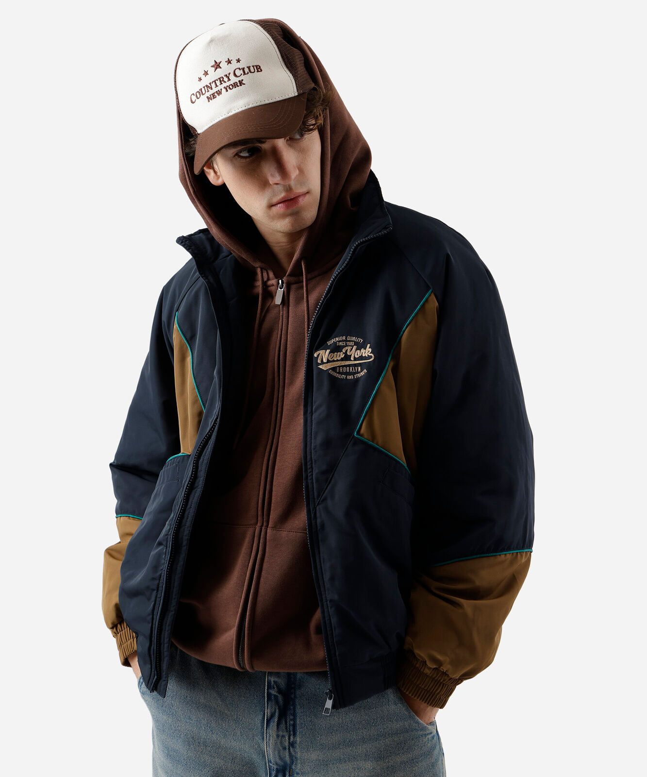 jaqueta masculina bomber oversized new york azul