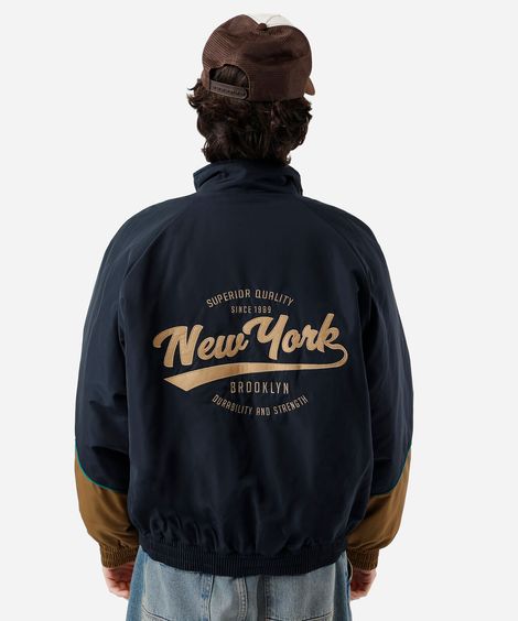 jaqueta masculina bomber oversized new york azul