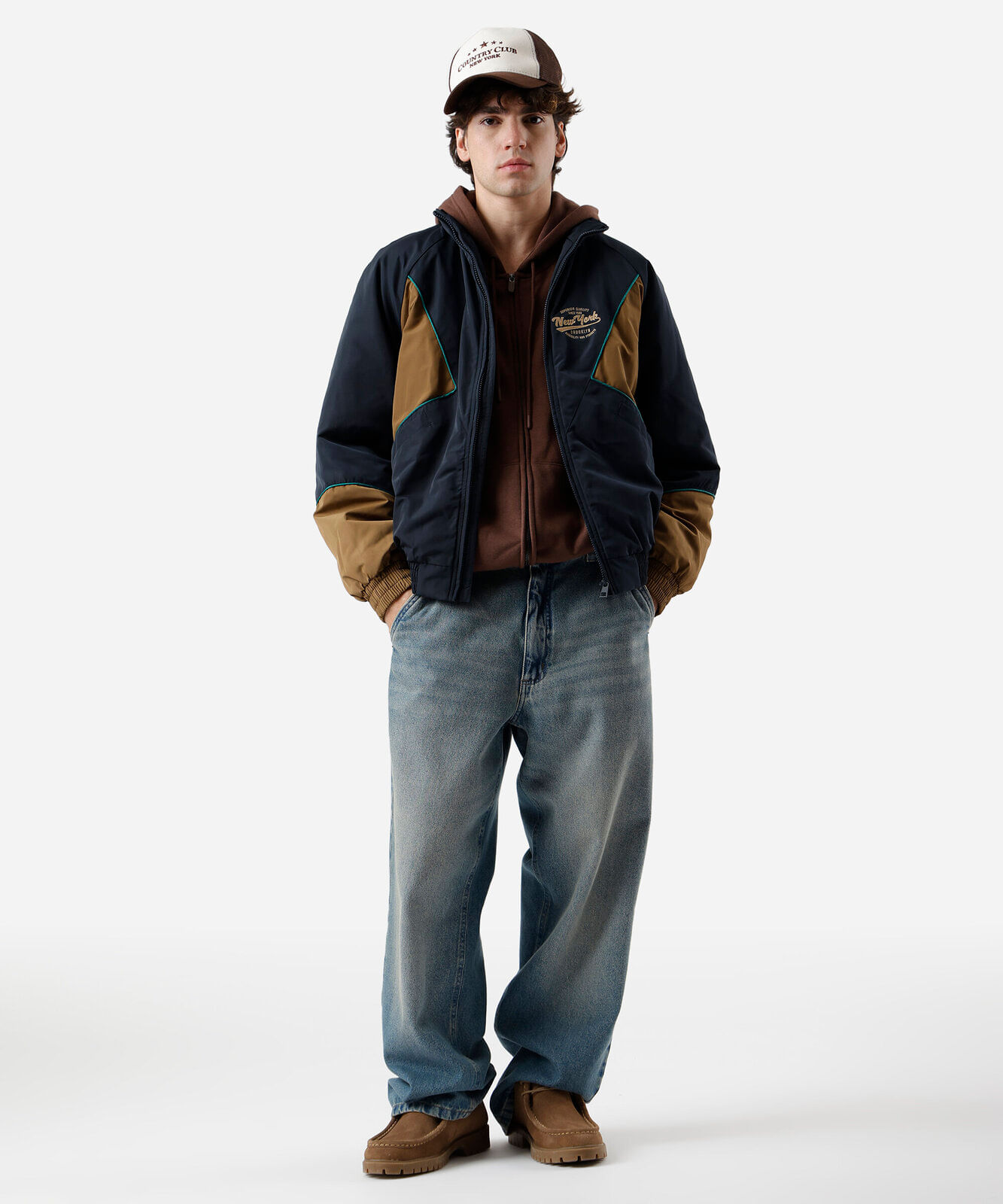 jaqueta masculina bomber oversized new york azul
