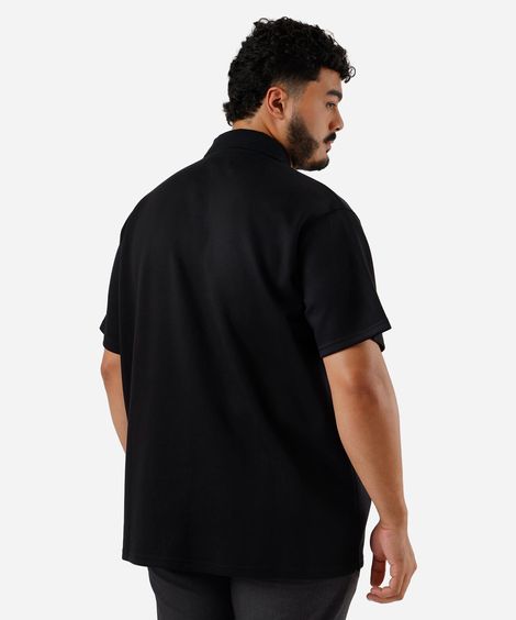 polo masculina com viscose gola v plus size preta